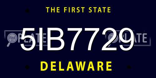 5IB7729 Delaware License Plate