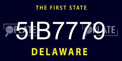 5IB7779 Delaware License Plate