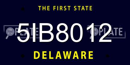 5IB8012 Delaware License Plate