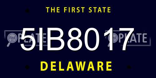 5IB8017 Delaware License Plate