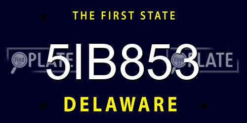 5IB853 Delaware License Plate