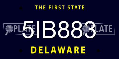 5IB883 Delaware License Plate