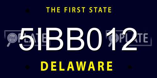 5IBB012 Delaware License Plate