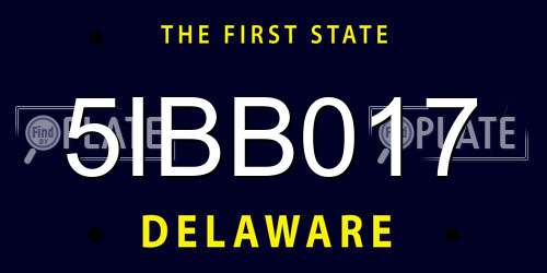 5IBB017 Delaware License Plate