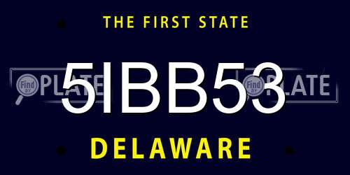 5IBB53 Delaware License Plate
