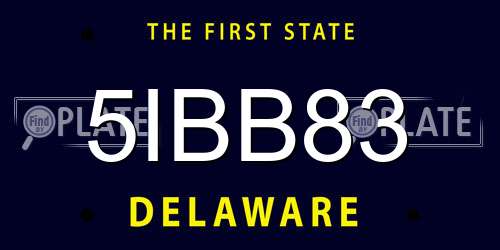 5IBB83 Delaware License Plate