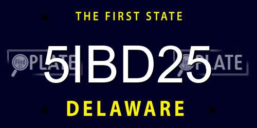 5IBD25 Delaware License Plate