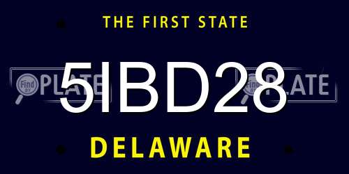 5IBD28 Delaware License Plate
