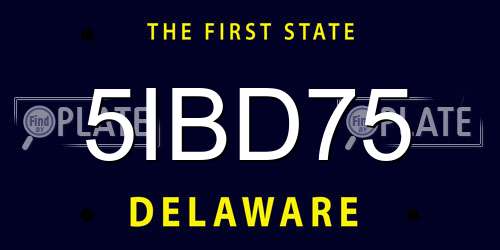 5IBD75 Delaware License Plate