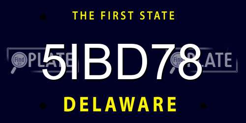 5IBD78 Delaware License Plate