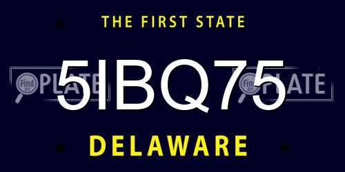 5IBQ75 Delaware License Plate