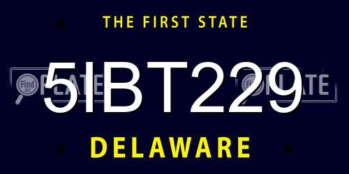 5IBT229 Delaware License Plate