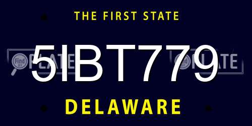 5IBT779 Delaware License Plate