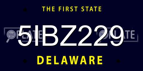 5IBZ229 Delaware License Plate