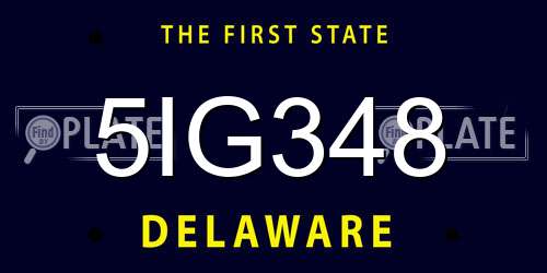5IG348 Delaware License Plate