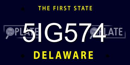 5IG574 Delaware License Plate