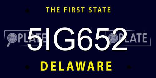 5IG652 Delaware License Plate