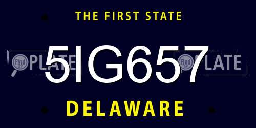 5IG657 Delaware License Plate