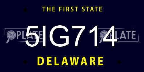 5IG714 Delaware License Plate