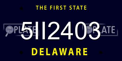 5II2403 Delaware License Plate