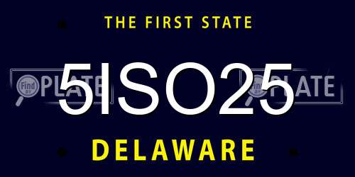 5ISO25 Delaware License Plate