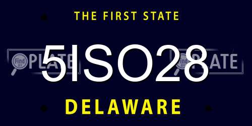 5ISO28 Delaware License Plate