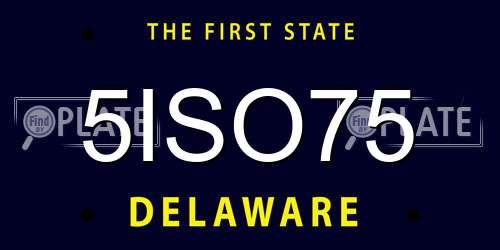 5ISO75 Delaware License Plate