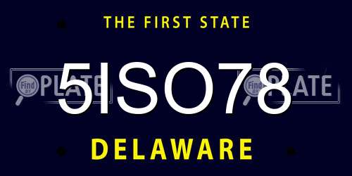 5ISO78 Delaware License Plate