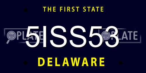5ISS53 Delaware License Plate