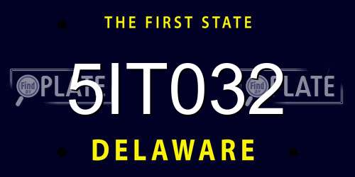 5IT032 Delaware License Plate