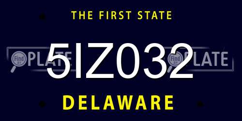 5IZ032 Delaware License Plate
