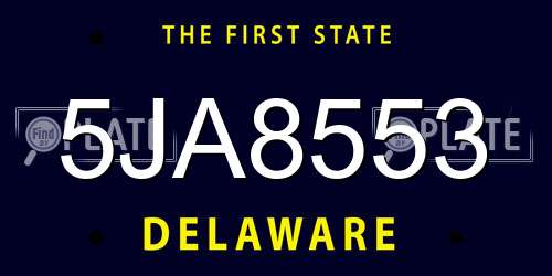 5JA8553 Delaware License Plate