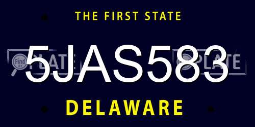 5JAS583 Delaware License Plate