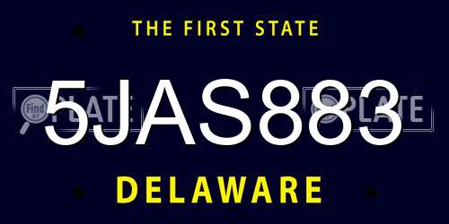 5JAS883 Delaware License Plate