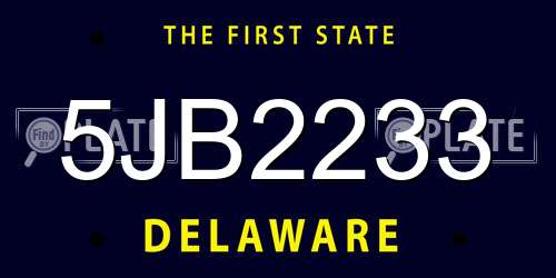 5JB2233 Delaware License Plate