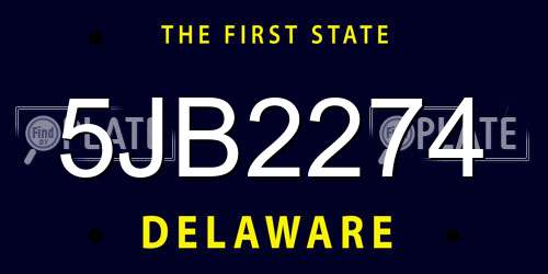 5JB2274 Delaware License Plate