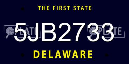 5JB2733 Delaware License Plate