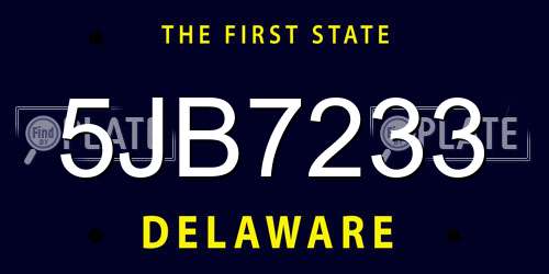 5JB7233 Delaware License Plate