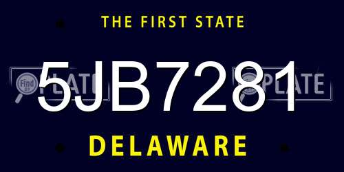 5JB7281 Delaware License Plate