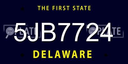 5JB7724 Delaware License Plate