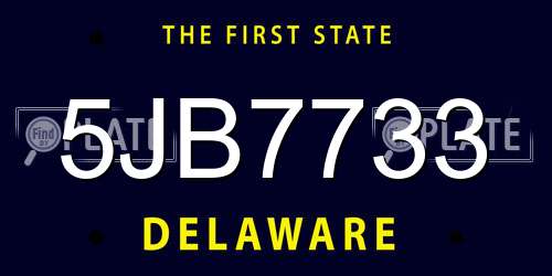 5JB7733 Delaware License Plate