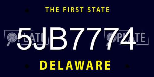5JB7774 Delaware License Plate