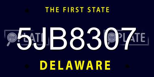 5JB8307 Delaware License Plate