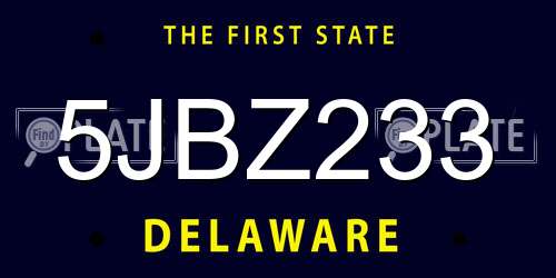 5JBZ233 Delaware License Plate