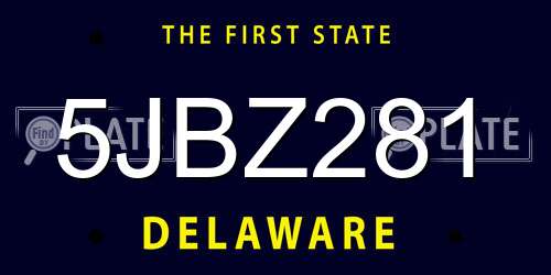 5JBZ281 Delaware License Plate