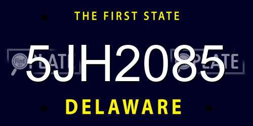 5JH2085 Delaware License Plate