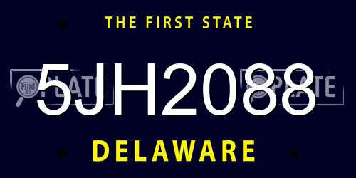 5JH2088 Delaware License Plate