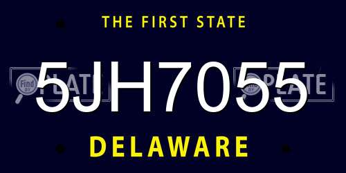 5JH7055 Delaware License Plate