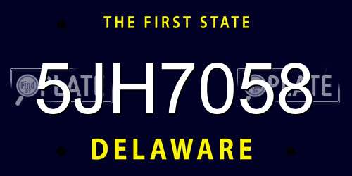 5JH7058 Delaware License Plate