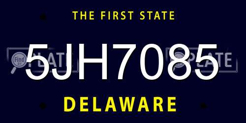 5JH7085 Delaware License Plate